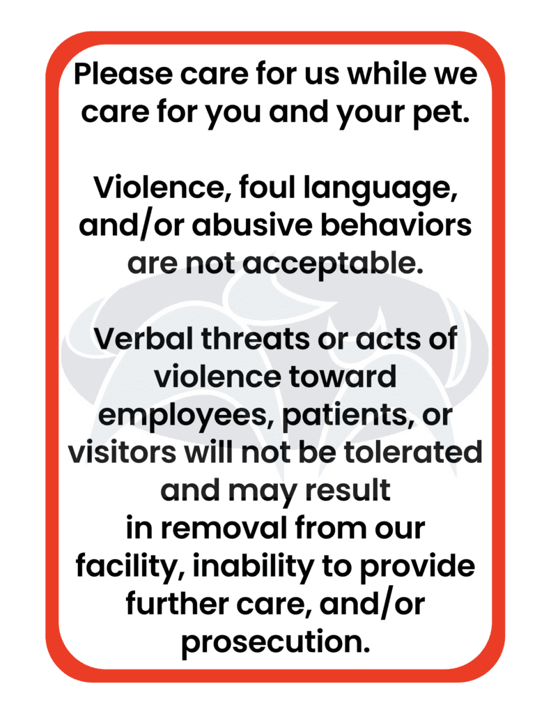 VSC's Zero Tolerance Policy Veterinary Specialty Center