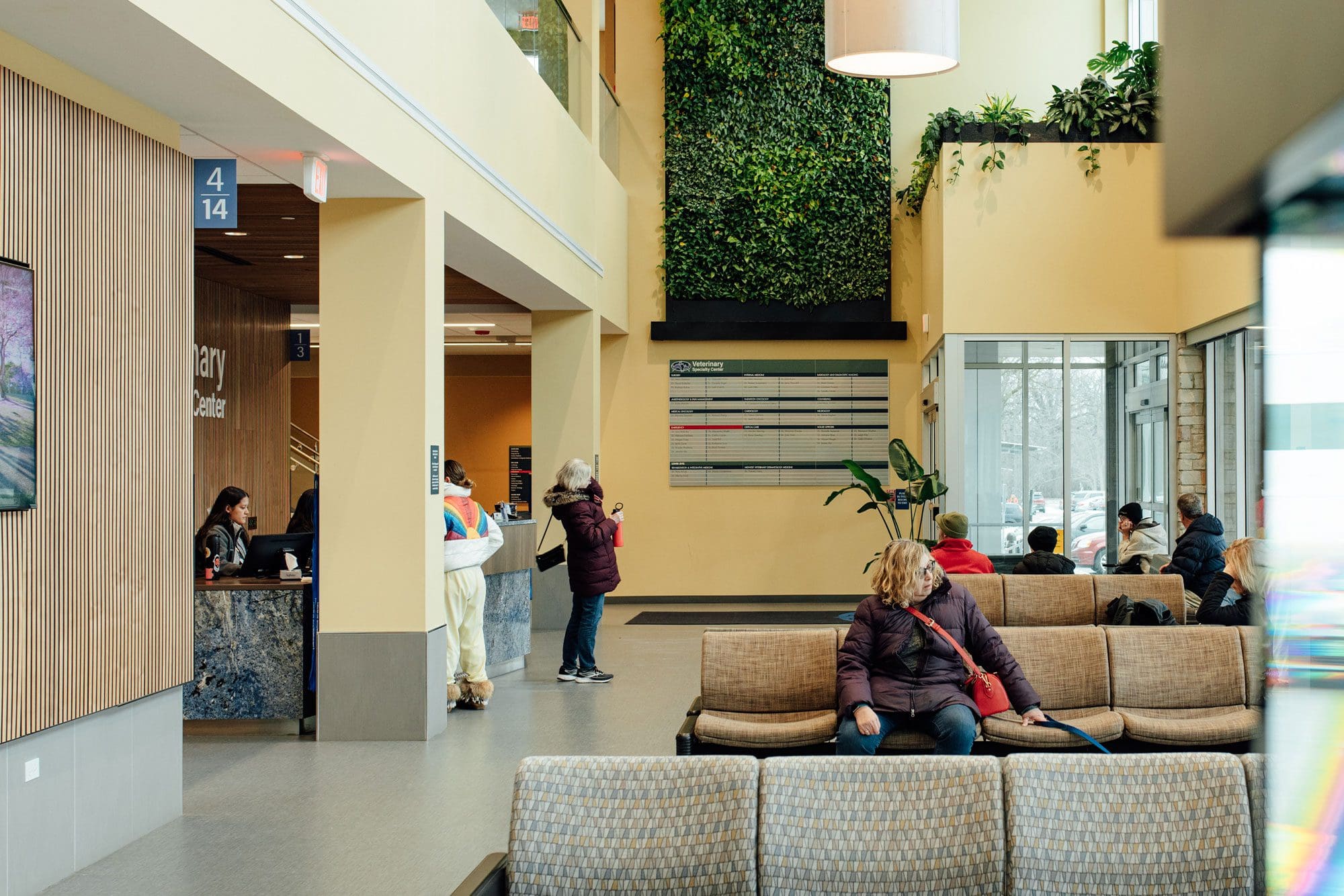 lobby with pet owners and patients