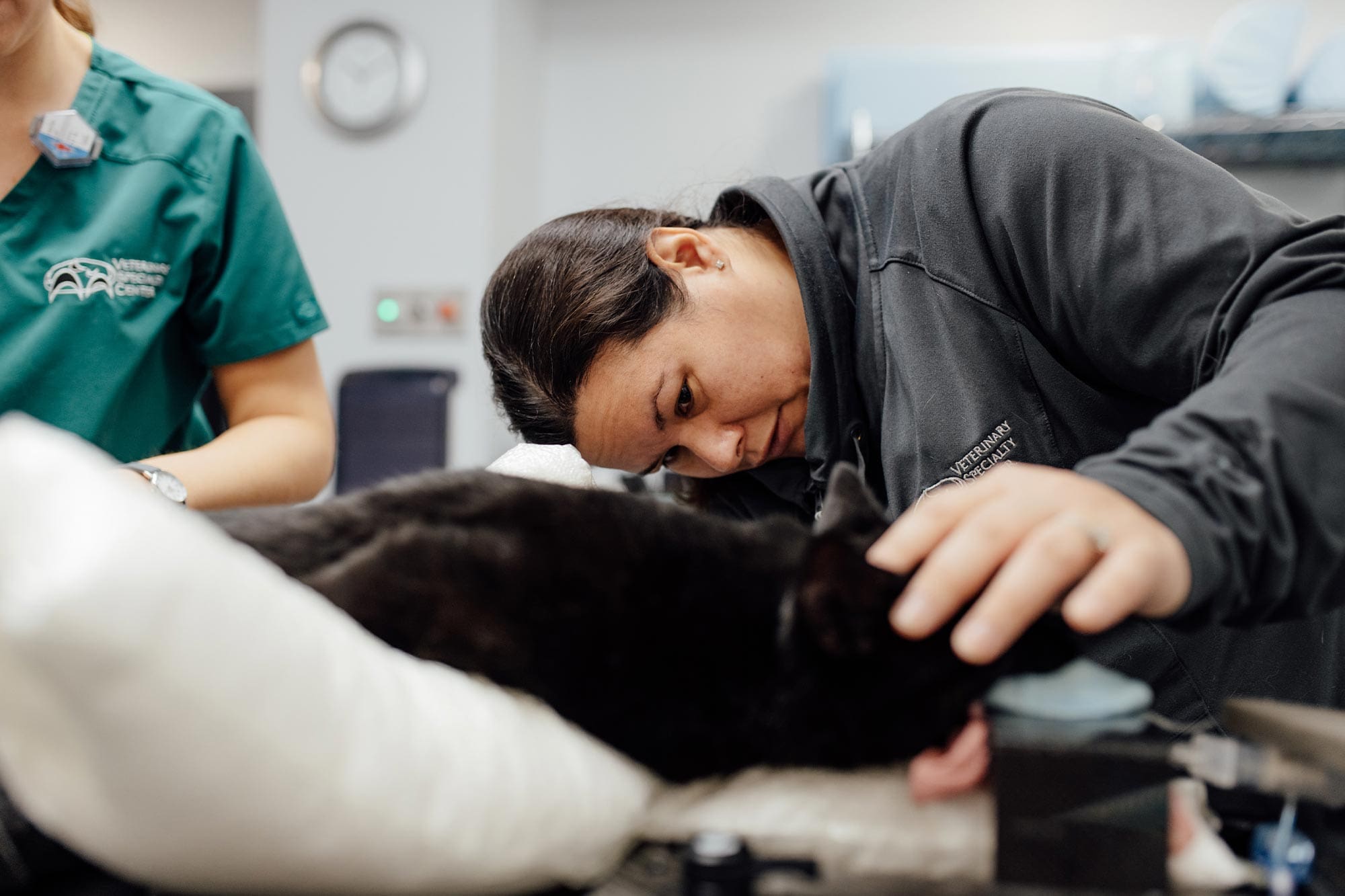 staff members examining oncology patient
