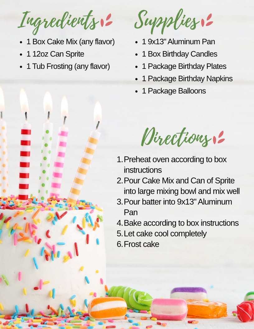 Birthday Cake & Supplies 1